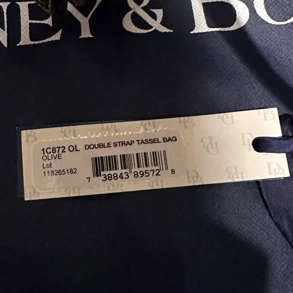 Dooney & Bourke Croc Embossed Double Strap Tassel Shoulder Bag Keychain Dust Bag - Picture 11 of 16